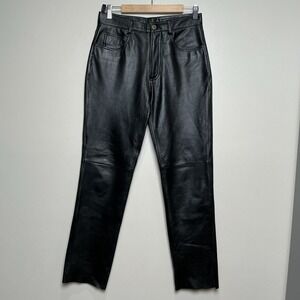 Leather Limited‎ Women's Pants Size 6 Black Genuine Leather Y2K